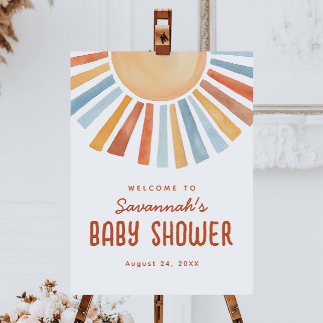 Boho Sunshine Neutral Baby Shower Welcome Sign (Creator Uploaded)