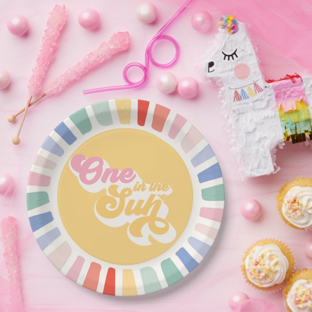 Boho Sunshine One In The Sun Sunshine Birthday Paper Plates (Party)