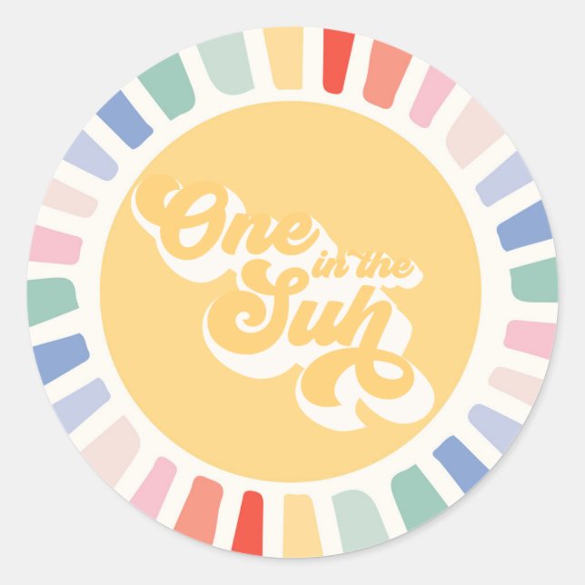 Boho Sunshine One In The Sun Sunshine Favor Classic Round Sticker (Front)