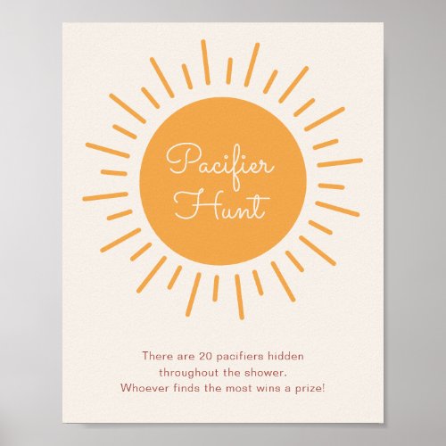 Boho Sunshine Pacifier Hunt Shower Game Poster