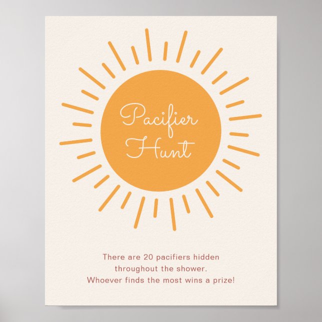 Boho Sunshine Pacifier Hunt Shower Game Poster (Front)