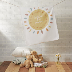 Boho Sunshine Personalized Birth Stats Baby Blanket