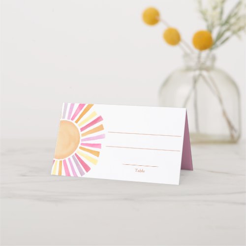 Boho sunshine pink yellow orange place card