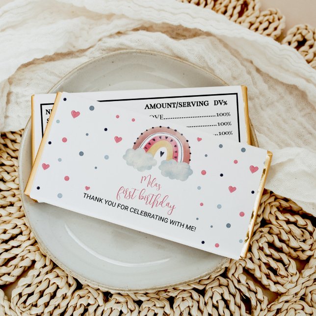 Boho Sunshine Rainbow Birthday Hershey Bar Favors (Creator Uploaded)