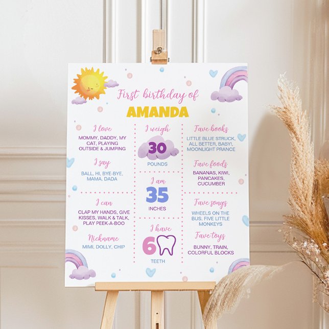 Boho Sunshine Rainbow Birthday Milestone Poster (Creator Uploaded)
