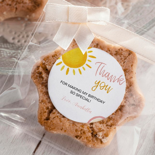 Boho Sunshine Rainbow Birthday Sticker Labels (Creator Uploaded)