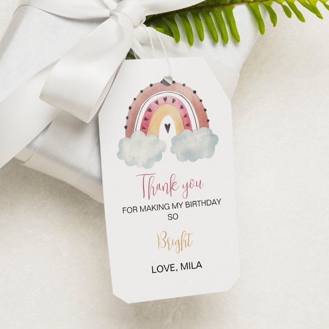 Boho Sunshine Rainbow Thank You Tag Birthday Party (Creator Uploaded)