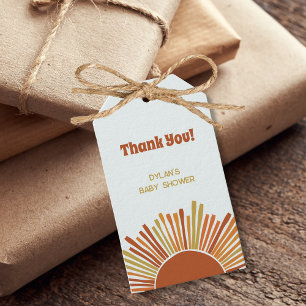 Boho Sunshine Retro Baby Shower Thank You Gift Tags