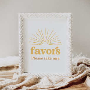Boho Sunshine Sun Baby Shower Favors Sign