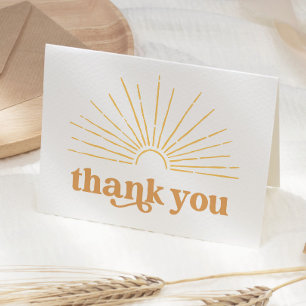 Boho Sunshine Sun Baby Shower Letterpress Thank You Card