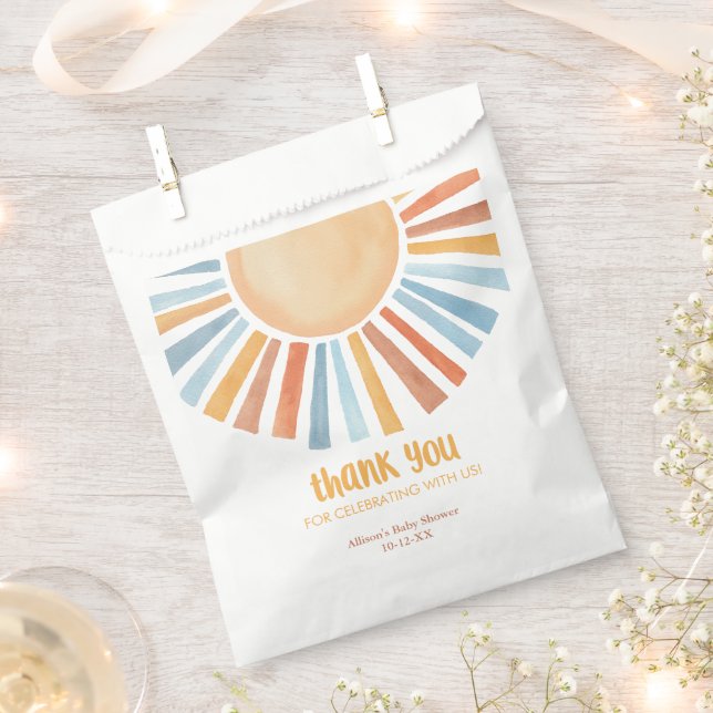 Boho sunshine sun boy baby shower  favor bag (Clipped)