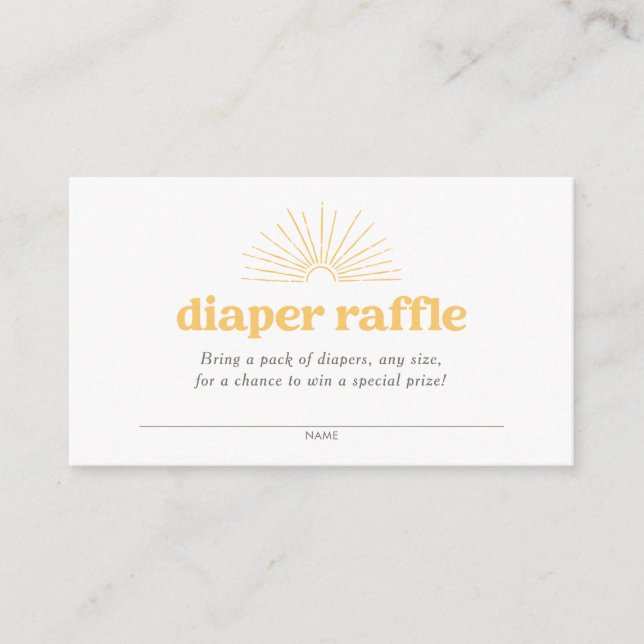 Boho Sunshine Sun Diaper Raffle Ticket Enclosure Card (Front)