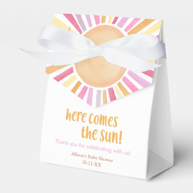 Boho sunshine sun girl baby shower  favor boxes (Front Side)