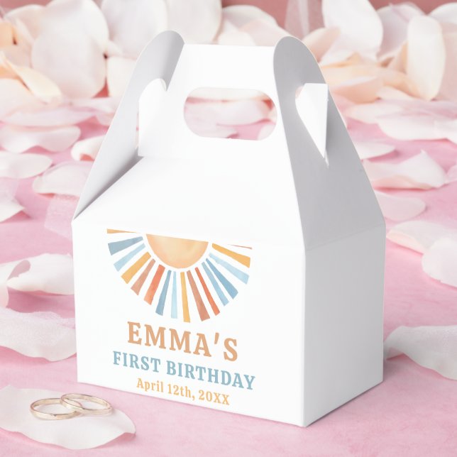 Boho Sunshine Sun Terra Cotta Birthday Favor Boxes (Wedding)