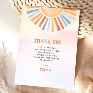 Boho Sunshine Sun Terra Cotta Birthday Thank You Card