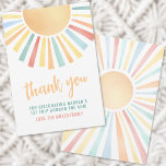 Boho Sunshine Sun Thank You Invitation<br><div class="desc">This digital download version "Thank You" favor tag is a cheerful and vibrant way to express gratitude, featuring a bright sun at the top with "Thank You" in flowing script beneath it. A short note of appreciation, along with the family name, completes the design, making it personal and heartfelt. The...</div>