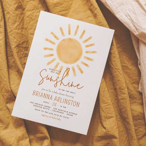 Boho Sunshine  Sun Themed Boy or Girl Baby Shower Invitation