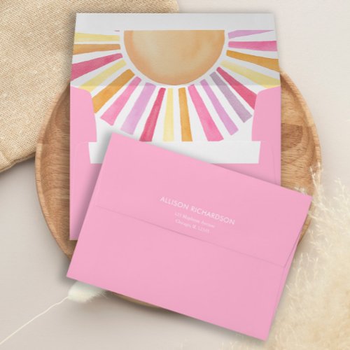 Boho sunshine sun yellow pink envelopes 5x7 card