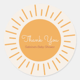 Boho Sunshine Thank You Classic Round Sticker