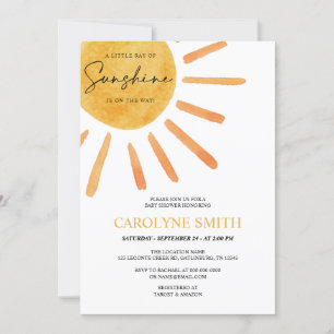 Boho Sunshine Watercolor Baby Shower Invitation