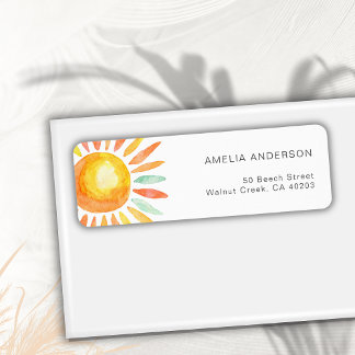 Boho Sunshine Watercolor Sun Return  Label