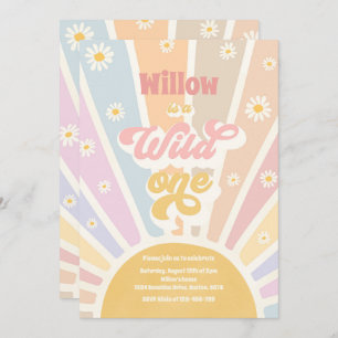 Boho Sunshine Wild One 1st Birthday Party Invitation