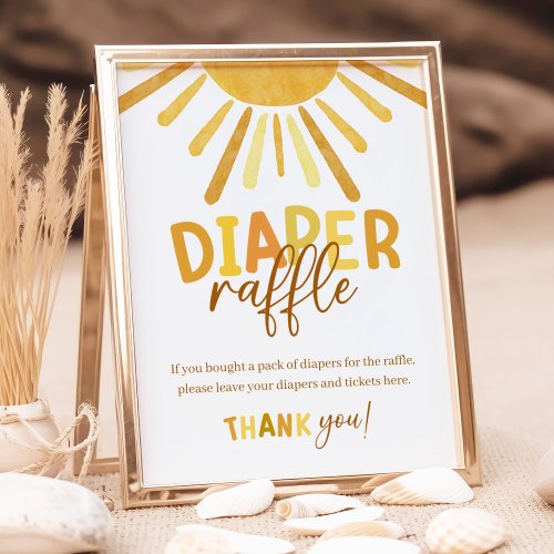 Boho Sunshine Yellow Baby Shower Diaper Raffle Poster