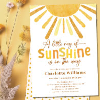 Boho Sunshine Yellow Baby Shower Invitation