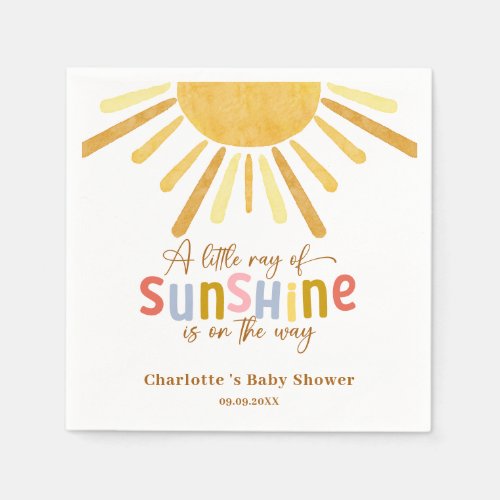 Boho Sunshine Yellow Baby Shower Napkins