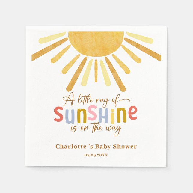 Boho Sunshine Yellow Baby Shower Napkins (Front)