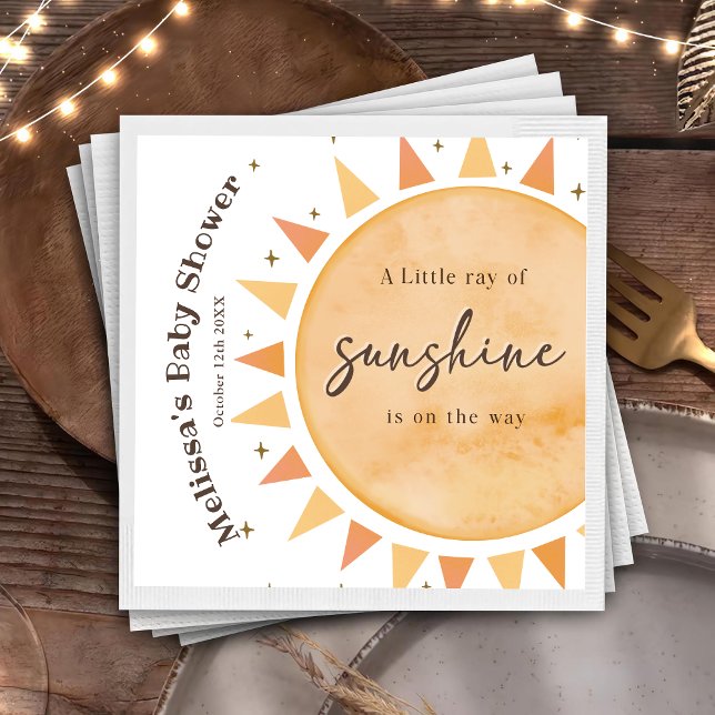 Boho Sunshine Yellow Baby Shower Party Napkins (Creator Uploaded)