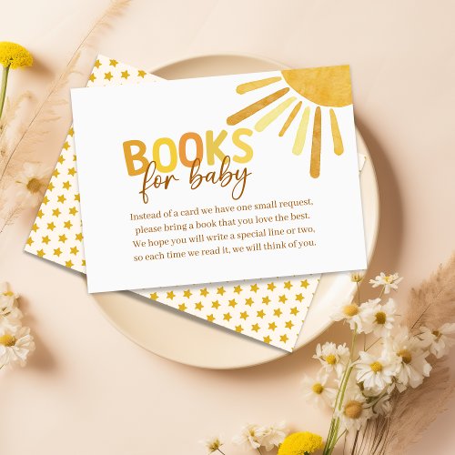 Boho Sunshine Yellow Books for Baby Baby Shower Enclosure Card