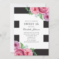 Sweet 16 Boho Dusty Pink Floral 16th Birthday Invitation