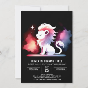 Boho Sweet Lion Birthday Invitation