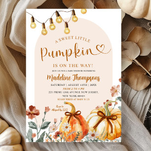Boho Sweet Little Pumpkin on the Way Baby Shower Invitation