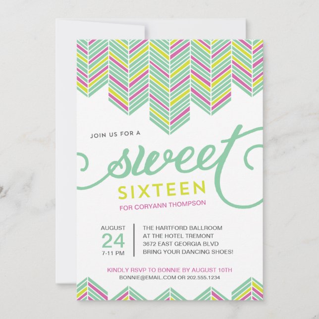 Boho Sweet Sixteen Invitation (Front)