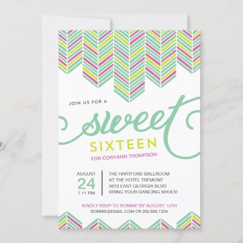 Boho Sweet Sixteen Invites