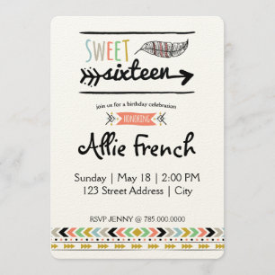 Boho Sweet Sixteen Invitation