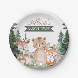 Boho Sweet Woodland Greenery Baby Shower Paper Plates