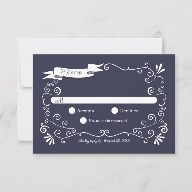 Boho Swirls (Changeable Color) Wedding RSVP Card (Front)