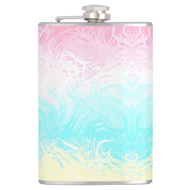 Boho Swirly Groovy Abstract Genderflux Pride Flag Flask (Front)