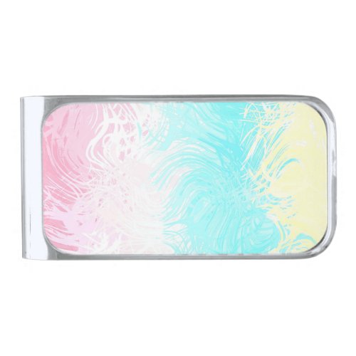 Boho Swirly Groovy Abstract Genderflux Pride Flag Silver Finish Money Clip