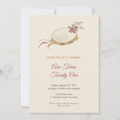 Boho Tambourine 21st Birthday Invitation