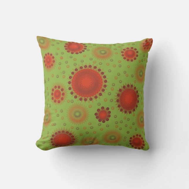 Boho Tangerine and Green American MoJo Pillows (Front)