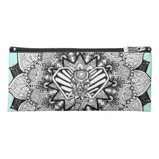 Boho Tangle Elephant and Hand Drawn Mandala Pencil Case