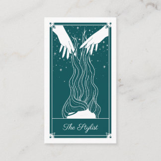 Boho Tarot Hair stylist Teal Business card