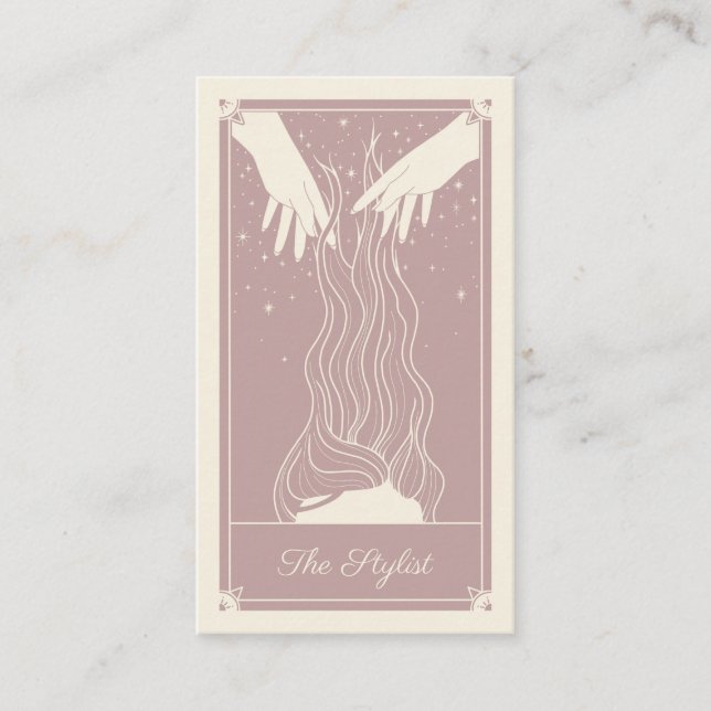 Boho Tarot Hairdresser Dusky Pink Business card (Front)