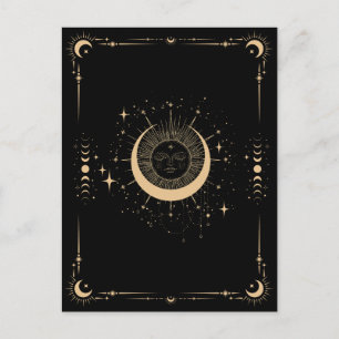 Boho tarot moon sun postcard