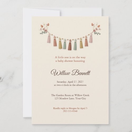 Boho Tassel Garland Baby Shower Invitation