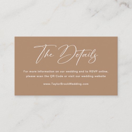 Boho Taupe Wedding Details Enclosure Card
